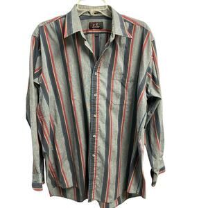 At Ease Mens Striped Button Down Shirt Size Large Chatham Cloth VTG Vintage